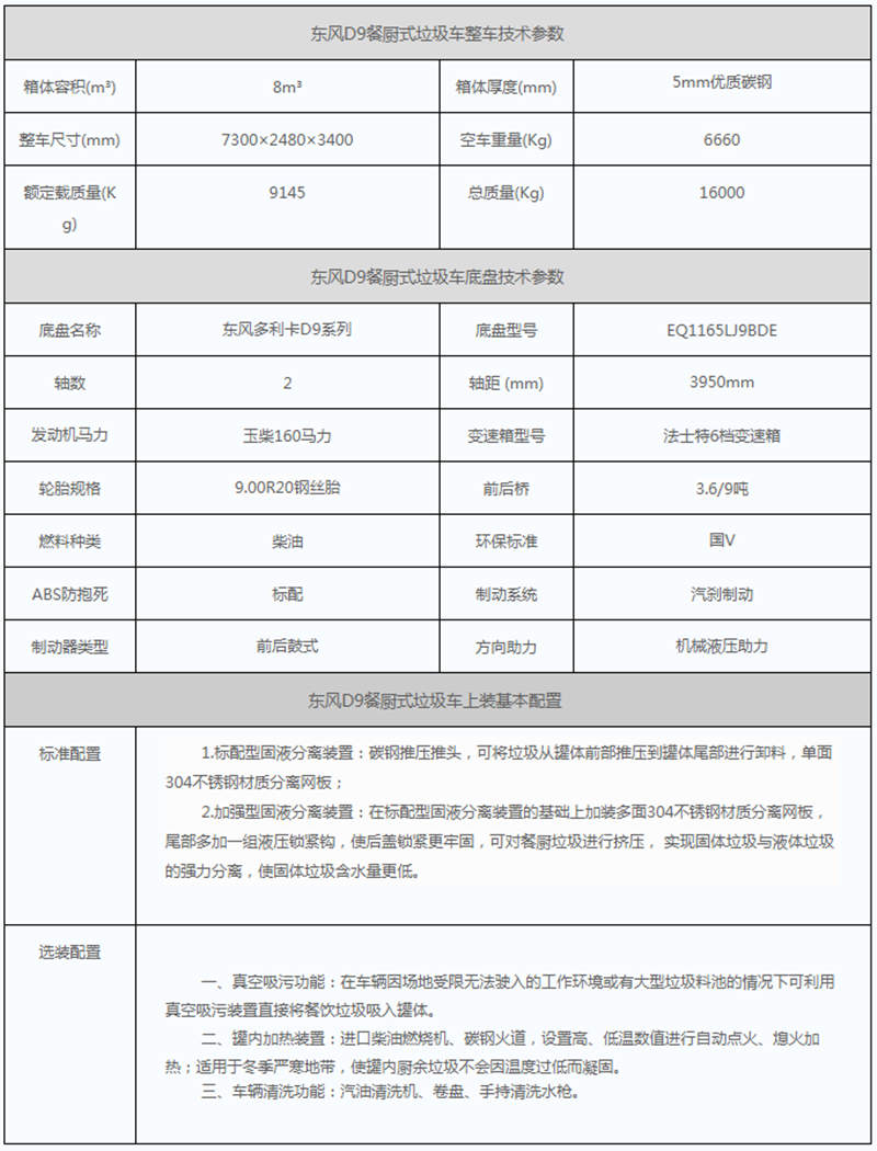 餐廚垃圾車參數